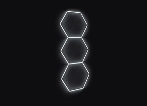 Kompletné LED hexagónové svietidlo biele 6500 K, rozmer: 3 elementy 97 x 246 cm