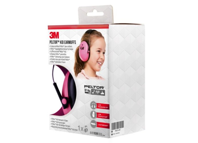 3M™ PELTOR Kid mušľové chrániče sluchu pre deti, útlm 27 dB, farba: neónovo ružová