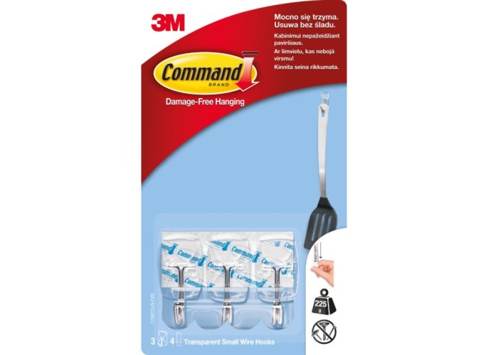 3M Command™ číra plastová základňa s drôteným háčikom