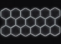 Kompletní LED hexagonové svítidlo, velikost 17 elementů 504 x 238 cm