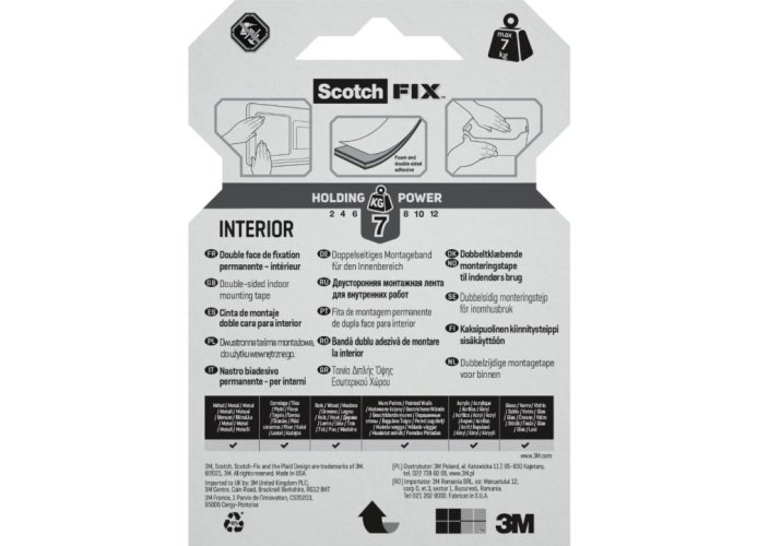 3M™ Scotch® oboustranná montážní páska do interiéru, 19 mm x 1,5 m