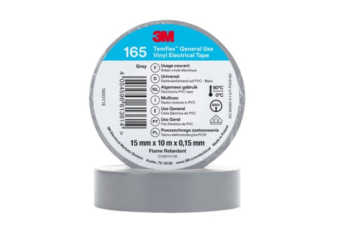 3M™ Temflex™ 165 viacúčelová vinylová elektroizolačná páska, farba sivá