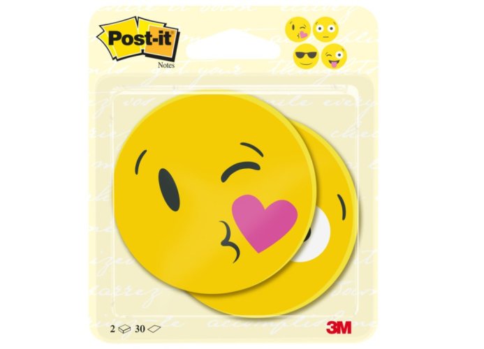 3M Post-it® bločky s výsekom, dizajn smajlíka, 70 x 70mm, 30 lístkov
