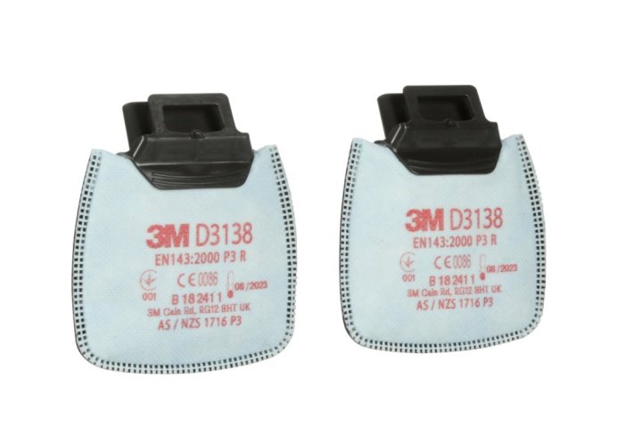 3M™ Secure Click™ částicové filtry řady D3000, provedení D3138, úroveň ochrany P3 R + aktivní uhlí