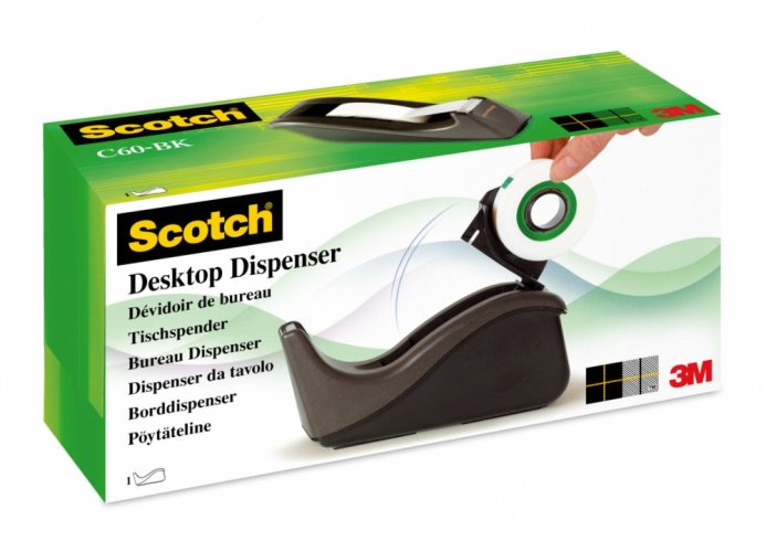 3M Scotch™ čierny zásobník na lepiacu pásku vrátane 1 role pásky 19mm x 33m