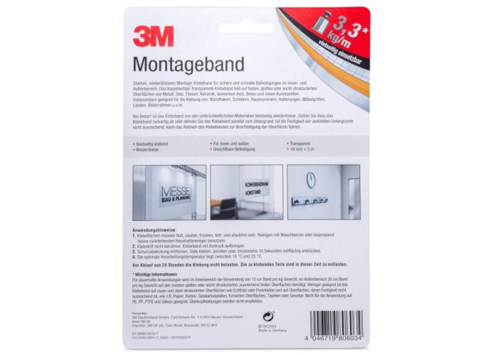 3M™ 4658 priehľadná snímateľná obojstranná montážna páska 19 mm x 5 m