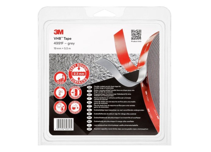 3M™ VHB™ oboustranně silně lepicí akrylová páska 4991F, šedá, 19 mm x 5,5 m, tloušťka 2,5 mm