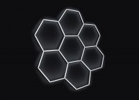 Kompletní LED hexagonové svítidlo, velikost: 7 elementů 238 x 252 cm, teplota chromatičnosti: studená bílá 6500 K