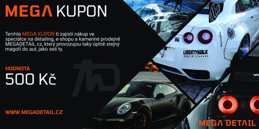 Dárkový kupon na nákup autokosmetiky - MEGA DETAIL - 500 Kč