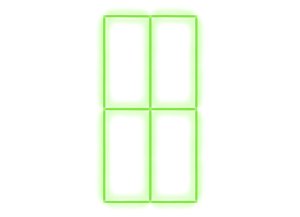Kompletné LED štvorcové svietidlo zelené, rozmer: 4 elementy 88 x 234 cm