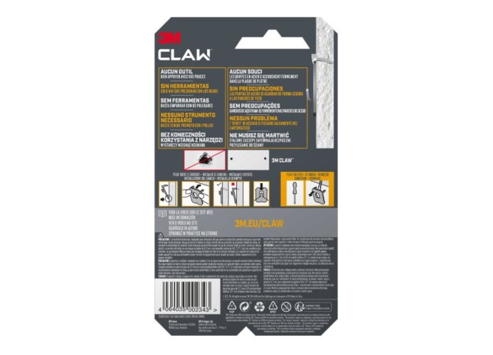 3M™ CLAW™ ručne zatláčací háčik na sadrokartón balenie 2 ks, nosnosť 20 kg