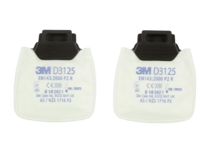 3M™ Secure Click™ částicové filtry řady D3000, provedení D3125, úroveň ochrany P2 R