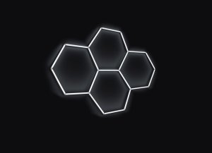 Kompletné LED hexagónové svietidlo biele 6500 K, rozmer: 4 elementy 241 x 168 cm