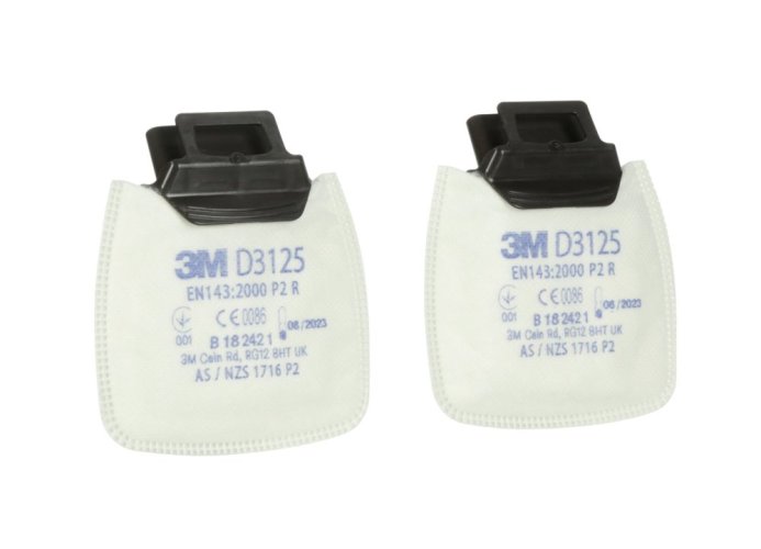 3M™ Secure Click™ částicové filtry řady D3000, provedení D3125, úroveň ochrany P2 R