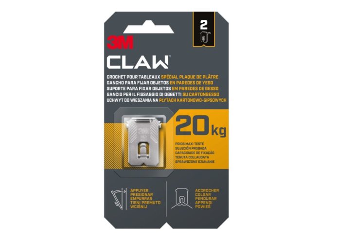 3M™ CLAW™ ručne zatláčací háčik na sadrokartón balenie 2 ks, nosnosť 20 kg