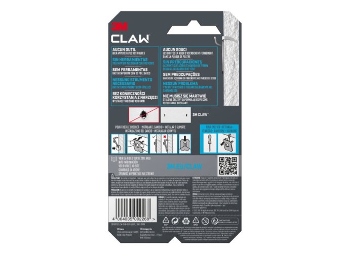 3M™ CLAW™ ručne zatláčací háčik na sadrokartón balenie 2 ks, nosnosť 7 kg