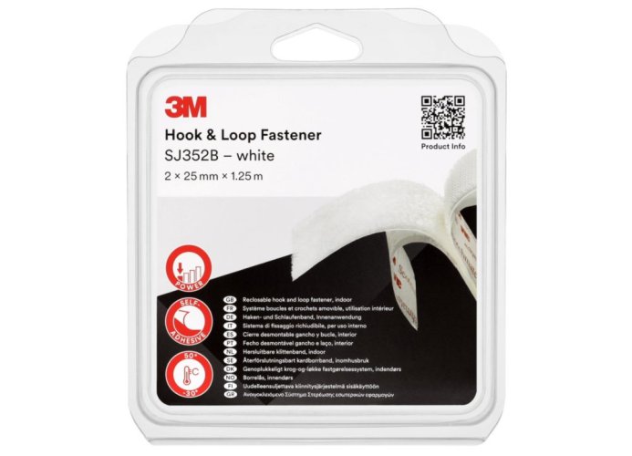 3M™ Hook & Loop™ háčiky a slučky samolepiaci suchý zips SJ352B, farba biela