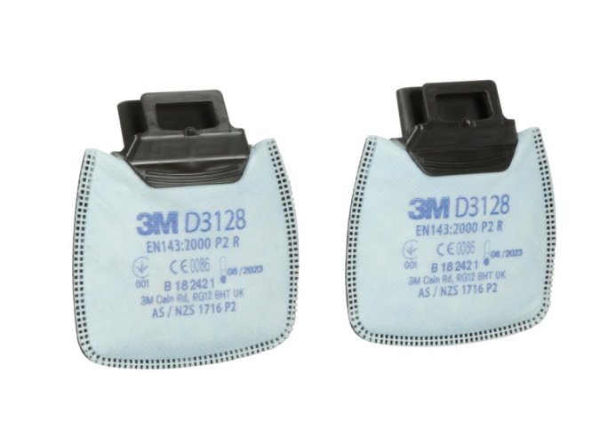 3M™ Secure Click™ částicové filtry řady D3000, provedení D3128, úroveň ochrany P2 R + aktivní uhlí