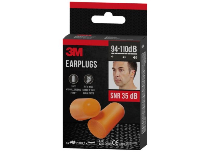 3M™ zátkové chrániče sluchu, typ 1100C4, 4 páry s úložným boxom
