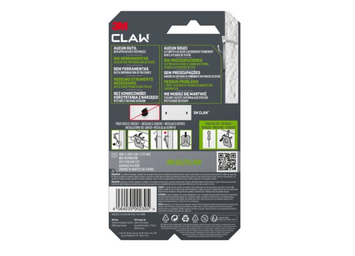 3M™ CLAW™ ručne zatláčací háčik na sadrokartón balenie 2 ks, nosnosť 11 kg