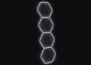 Kompletné LED hexagónové svietidlo biele 6500 K, rozmer: 4 elementy 97 x 327 cm