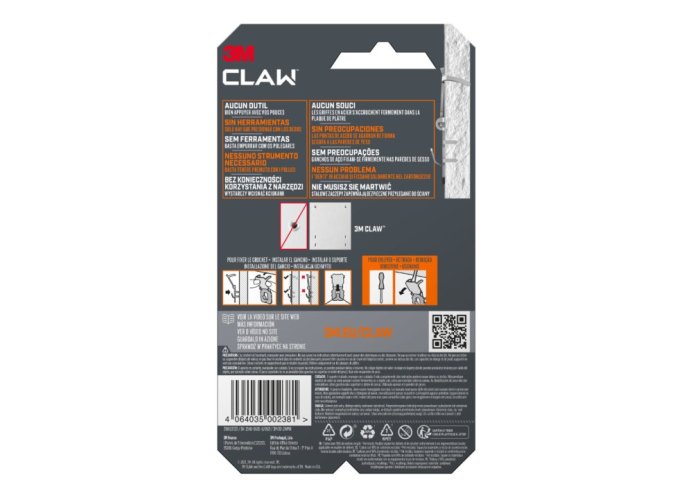 3M™ CLAW™ ručne zatláčací háčik na sadrokartón balenie 2 ks, nosnosť 30 kg