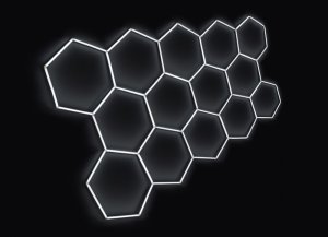 Kompletné LED hexagonové svietidlo, veľkosť 14 prvkov 420 x 238 cm