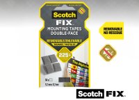 3M™ Scotch-Fix™ Odnímateľné montážne štvorčeky 12,7 mm × 12,7 mm, 64 kusov