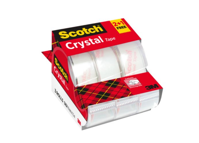 3M Scotch® kryštalicky číra lepiaca páska, 19 mm × 7,5 m, 3 role