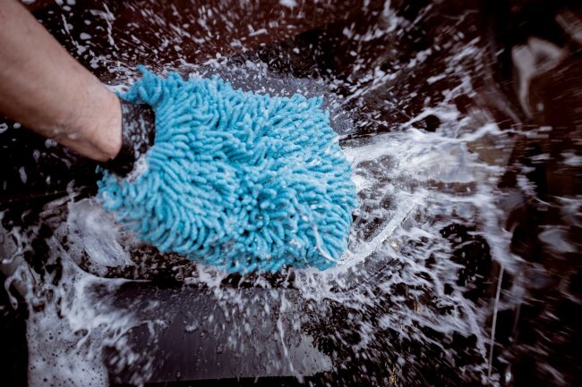 Nuke Guys Chenille Hell Blue - Mikrovláknová mycí rukavice