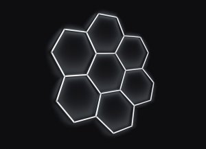 Kompletné LED hexagonové svietidlo, veľkosť: 7 prvkov 238 x 252 cm, teplota chromatickosti: denná biela 4500 K