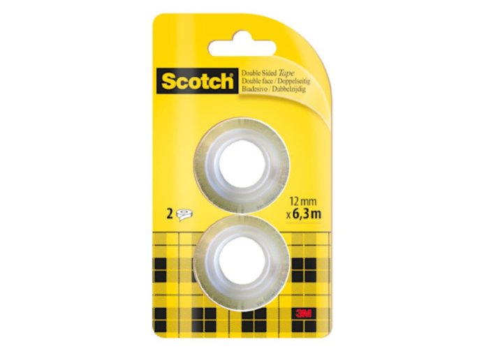 3M Scotch® Obojstranná lepiaca páska, 12 mm x 6,3 m, náplň, 2 pásky v balení