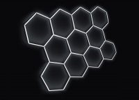 Kompletní LED hexagonové svítidlo, velikost 11 elementů 336 x 238 cm