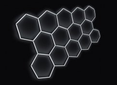 Kompletní LED hexagonové svítidlo, velikost 14 elementů 420 x 238 cm