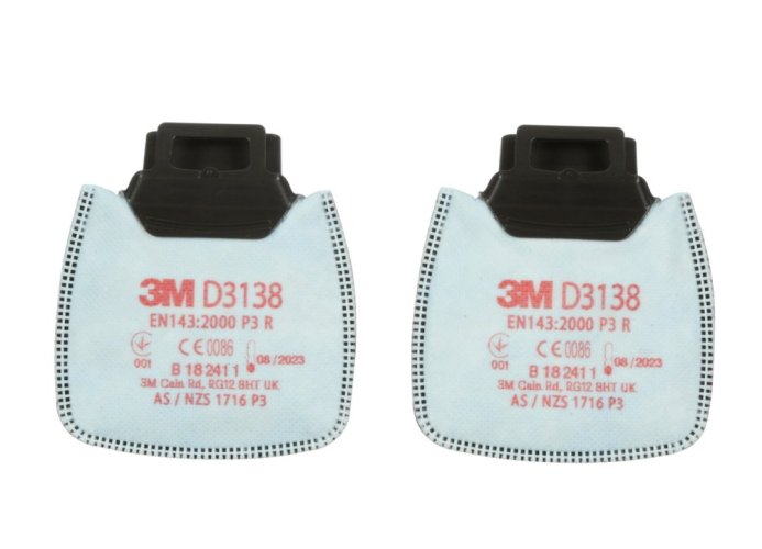 3M™ Secure Click™ částicové filtry řady D3000, provedení D3138, úroveň ochrany P3 R + aktivní uhlí