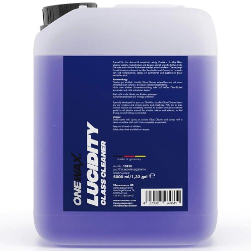 Čistič oken auta - OneWax Lucidity Glass Cleaner - 5000 ml