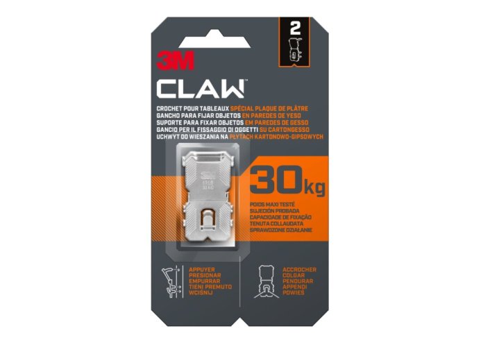 3M™ CLAW™ ručně namačkávací háček na sádrokarton balení 2 ks, nosnost 30 kg