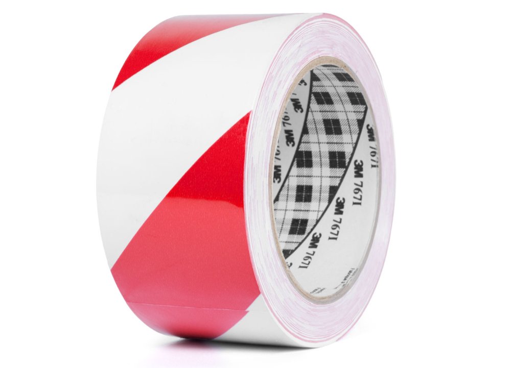 3M™ označovacia PVC lepiaca páska pre bezpečnostné značenie 766i, 50 mm x 33 m, prevedenie červeno-biela