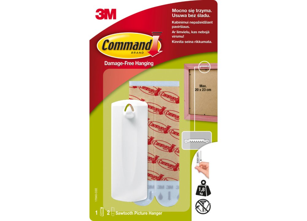 Command™ 17040 plastový háčik na rámy obrazov, 1 kus
